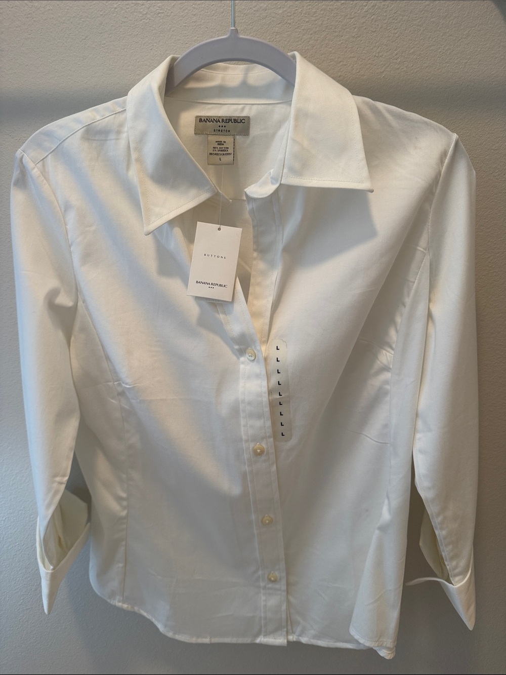 Banana Republic Women’s White Classic Button-Down Dress Shirt L